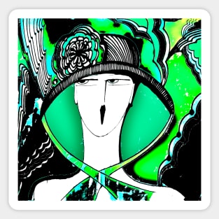 ART DECO SUMMER HAT Sticker